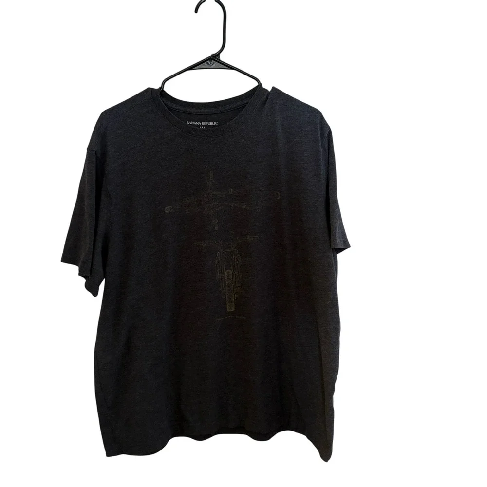 Banana Republic Men's Premium Wash Motorcycle Print T‎ Shirt Xl Heathered gray